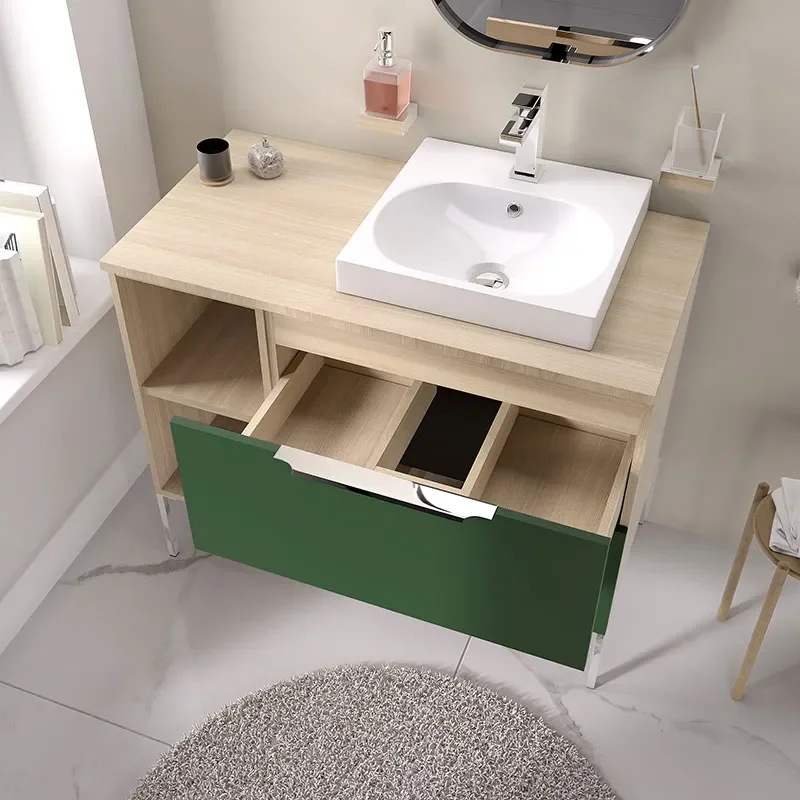 alani 900 green vanity square basin and shelves