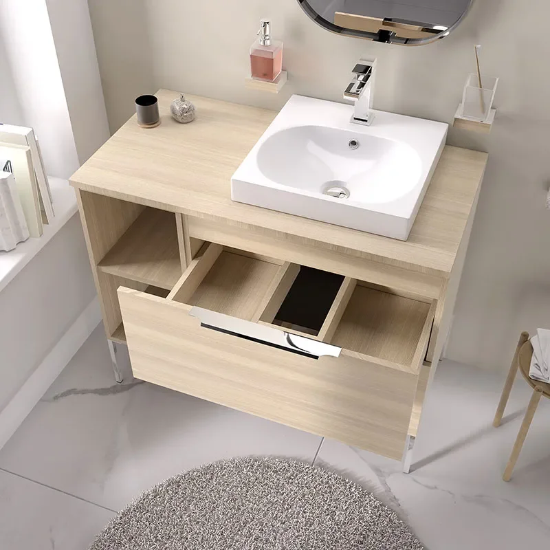 alani 900 oak vanity square sink and shelves
