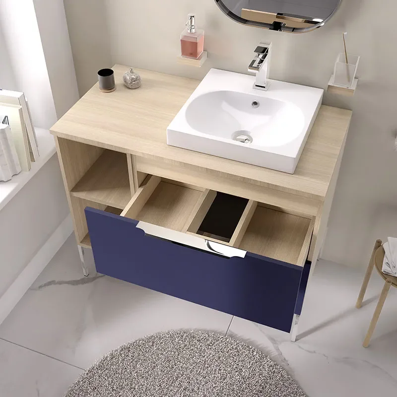 alani 900 navy blue vanity square basin and shelves