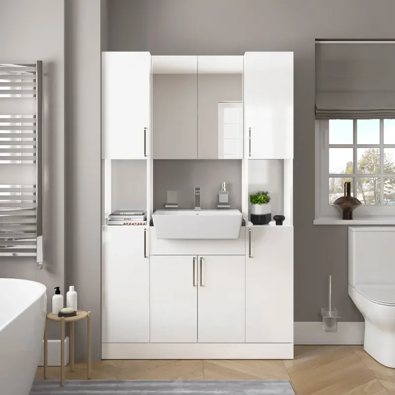 oliver white 1200mm vanity unit tallboy combo chrome