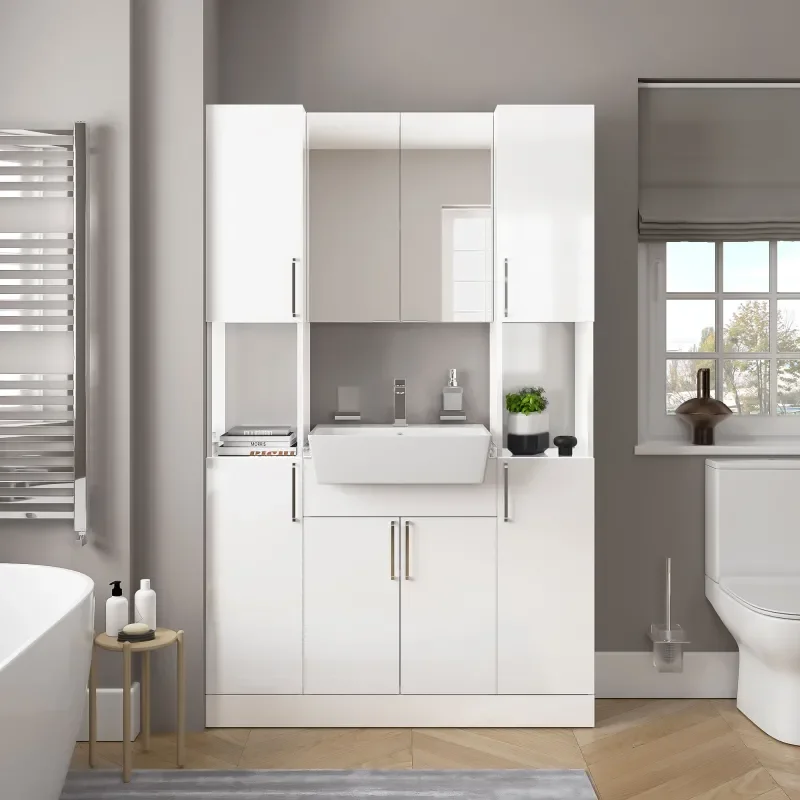 oliver white 1200mm vanity unit tallboy combo chrome