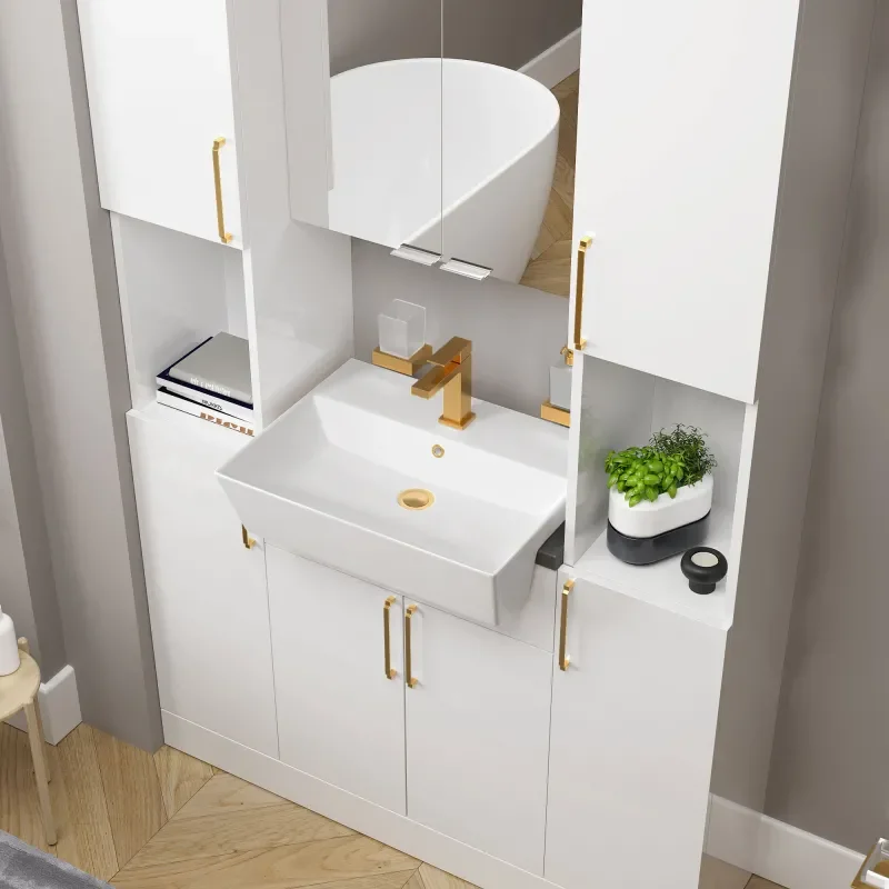 oliver white 1200mm vanity unit tallboy combo gold