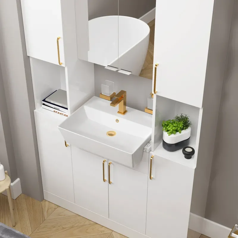 oliver white 1200mm vanity unit tallboy combo gold