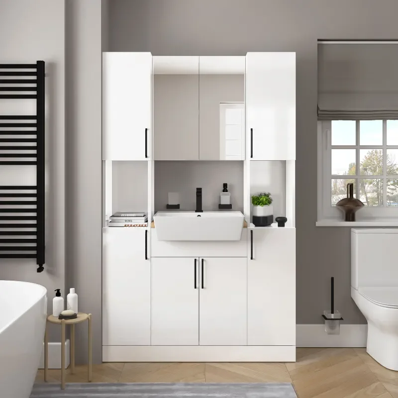 oliver white 1200mm vanity unit tallboy combo black