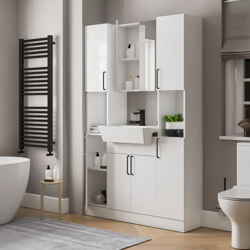 oliver white 1200mm vanity unit tallboy combo black