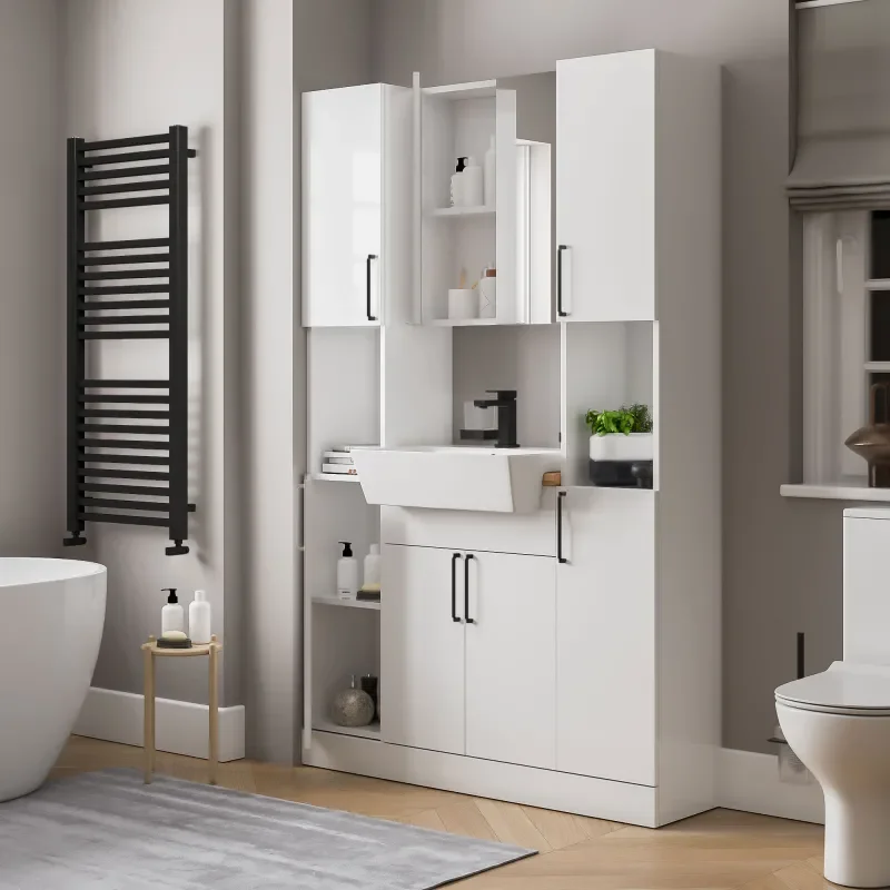 oliver white 1200mm vanity unit tallboy combo black