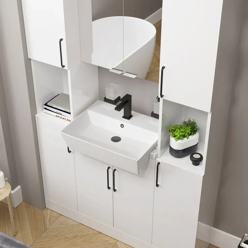oliver white 1200mm vanity unit tallboy combo black