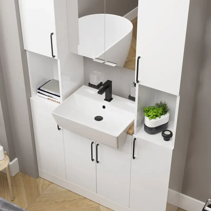 oliver white 1200mm vanity unit tallboy combo black