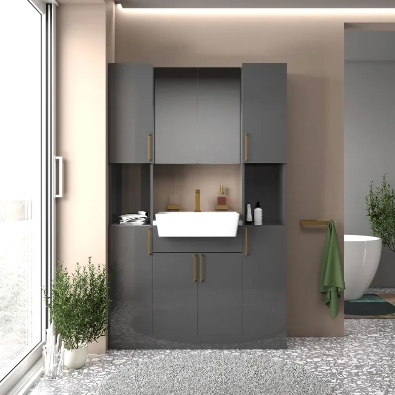 oliver anthracite 1200mm vanity unit tallboy combo gold