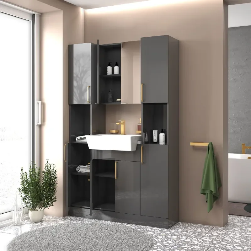 oliver anthracite 1200mm vanity unit tallboy combo gold