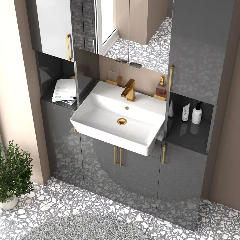 oliver anthracite 1200mm vanity unit tallboy combo gold