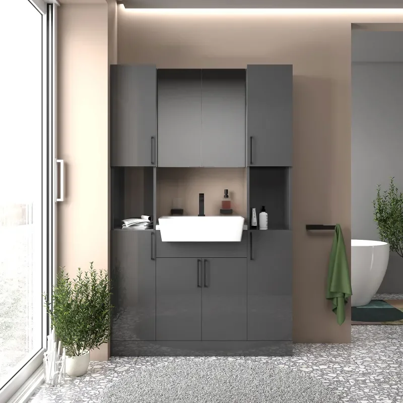 oliver anthracite 1200mm vanity unit tallboy combo black