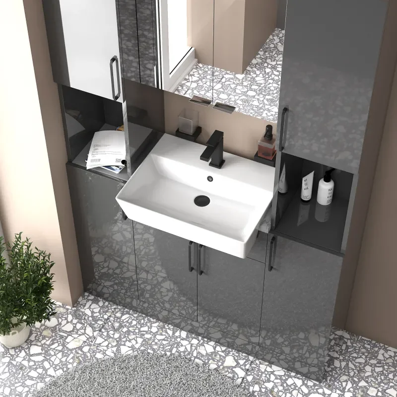 oliver anthracite 1200mm vanity unit tallboy combo black