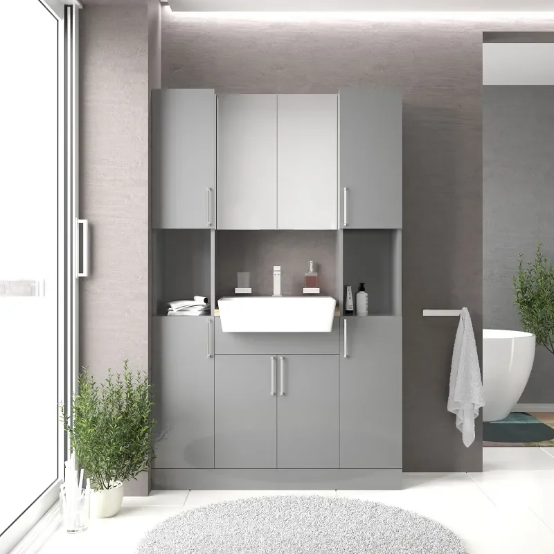 oliver dove grey 1200mm vanity unit tallboy combo chrome