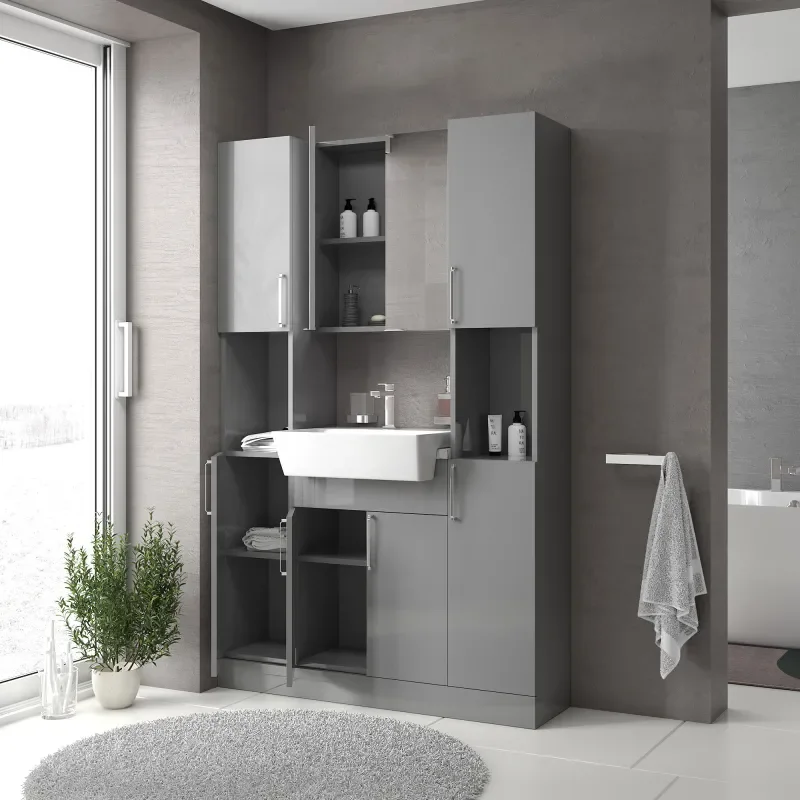 oliver dove grey 1200mm vanity unit tallboy combo chrome