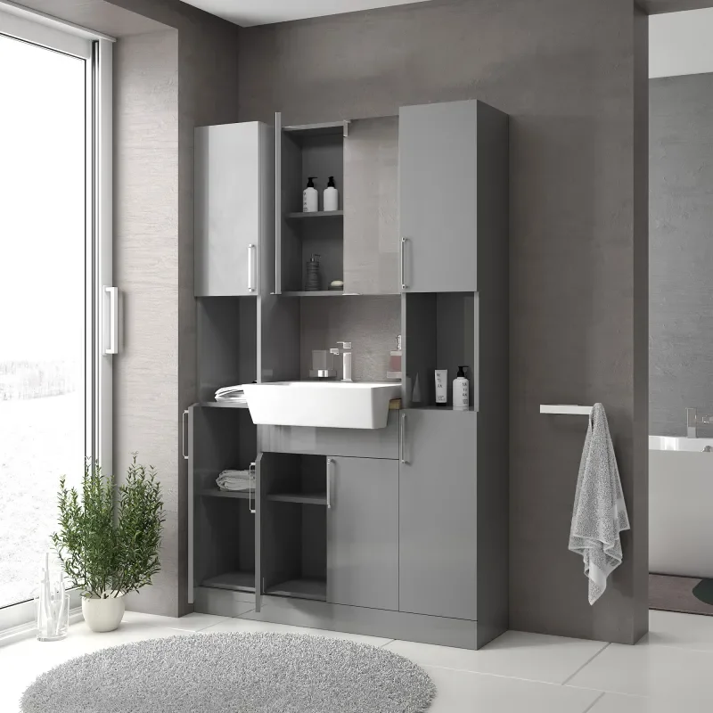 oliver dove grey 1200mm vanity unit tallboy combo chrome