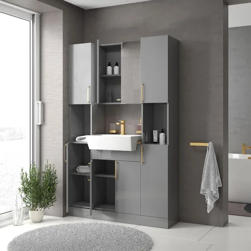 oliver dove grey 1200mm vanity unit tallboy combo gold