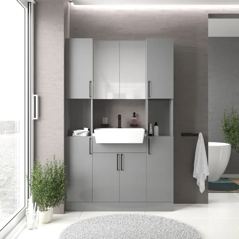 oliver dove grey 1200mm vanity unit tallboy combo black