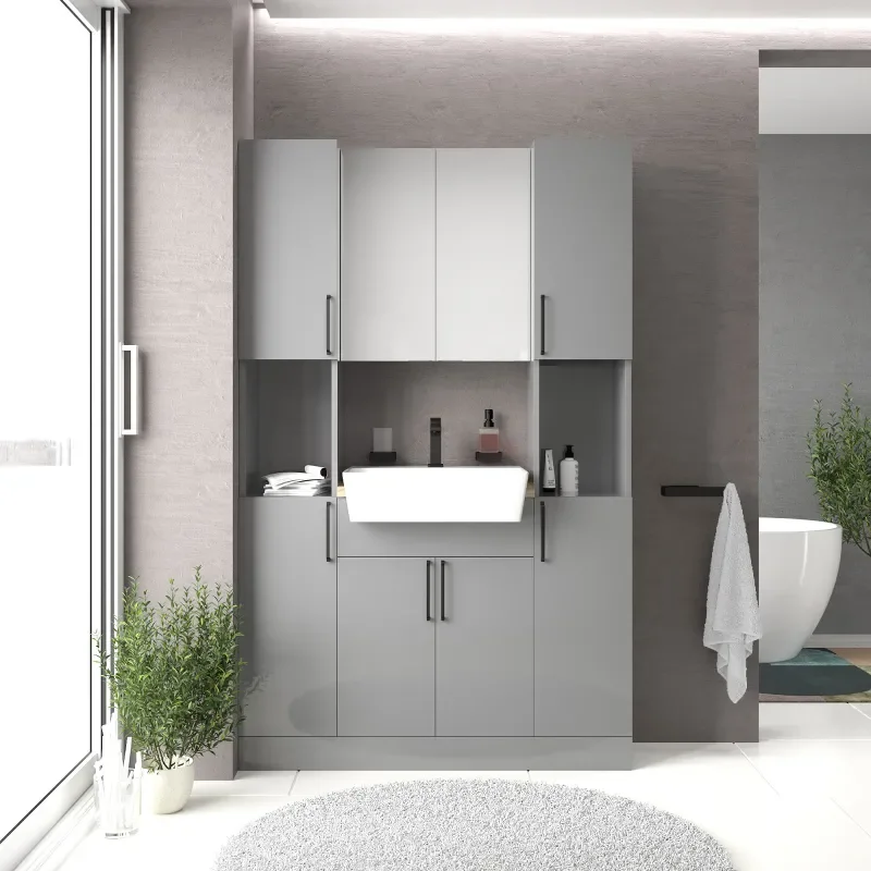 oliver dove grey 1200mm vanity unit tallboy combo black
