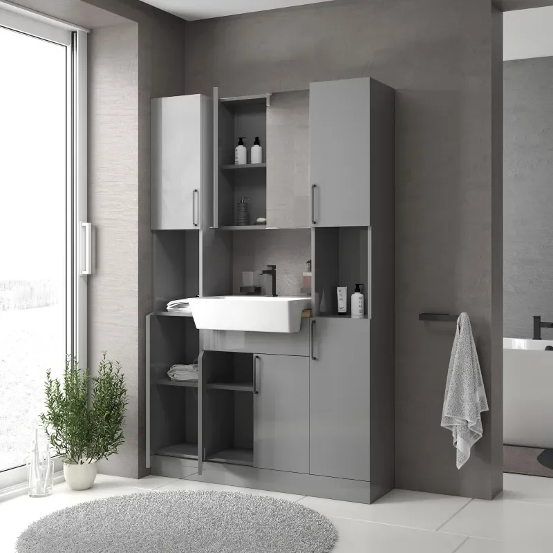 oliver dove grey 1200mm vanity unit tallboy combo black