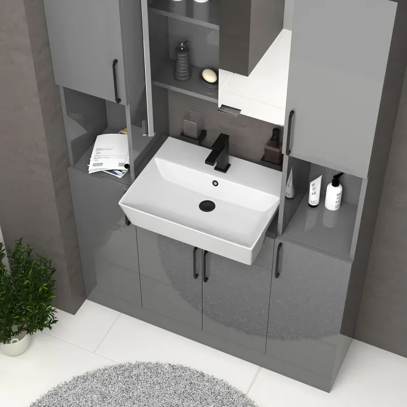 oliver dove grey 1200mm vanity unit tallboy combo black