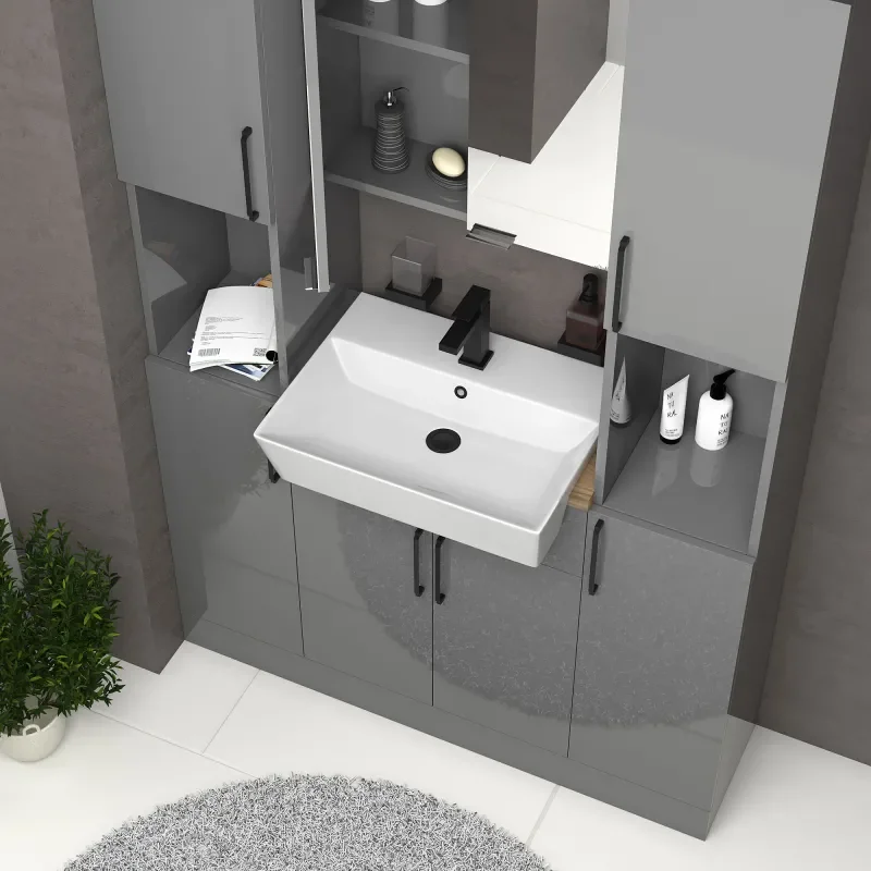 oliver dove grey 1200mm vanity unit tallboy combo black