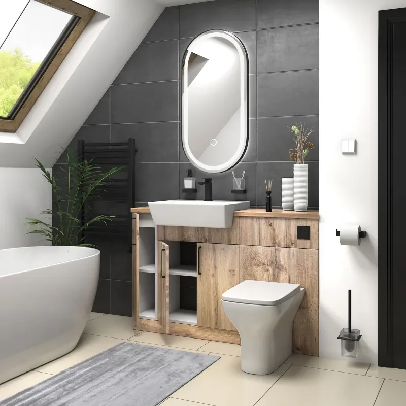 oliver oak 1300 basin unit with toilet suite black handles