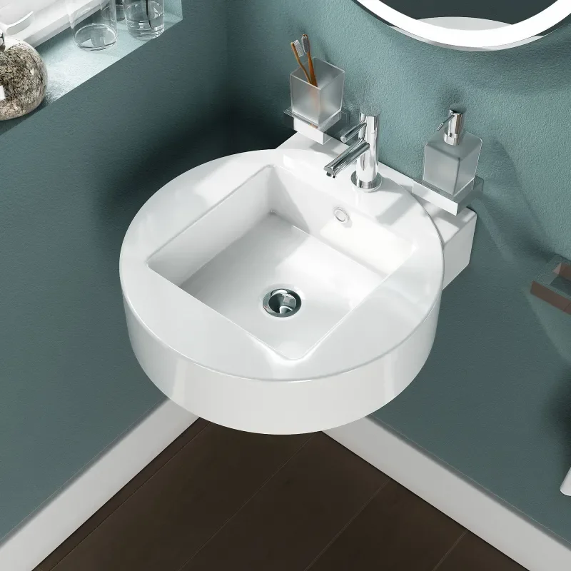 neo wall hung round basin with square sink