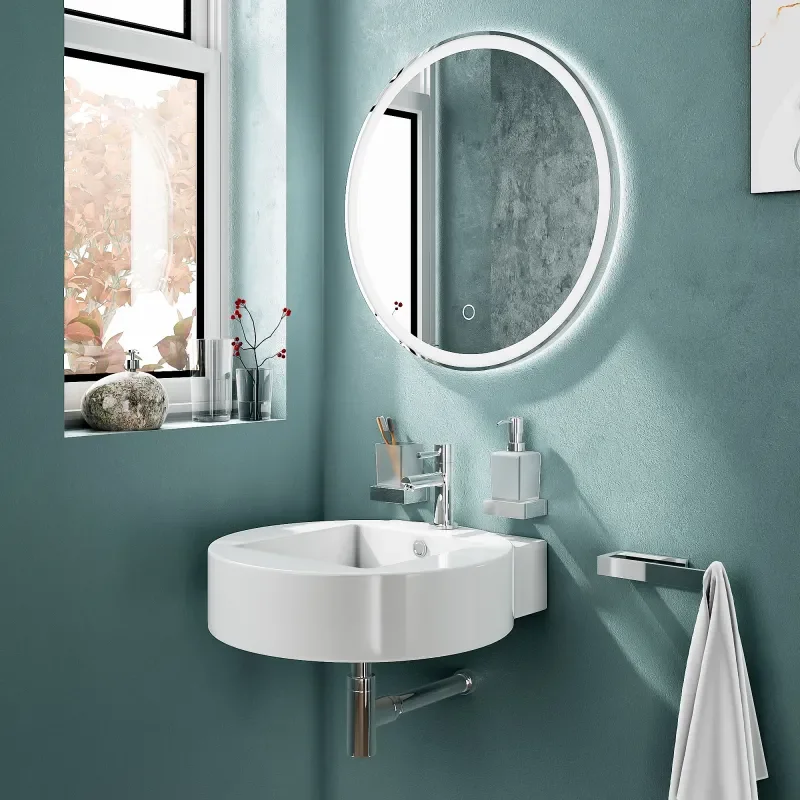 neo wall hung round basin with square sink