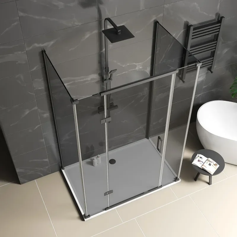 havana black 1400 inline hinged corner shower enclosure smoked glass