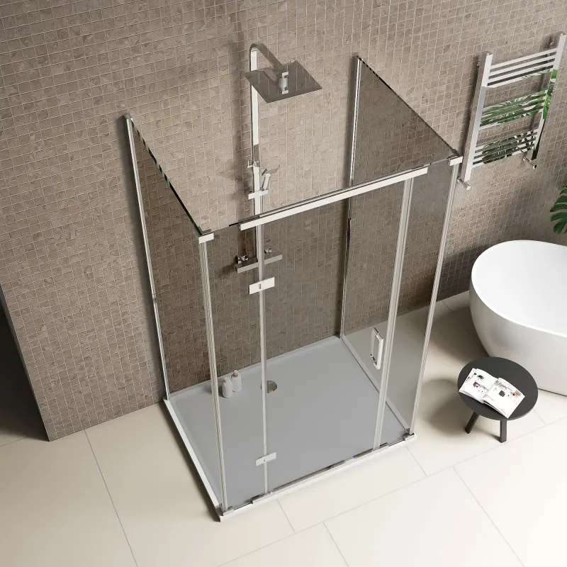 havana chrome 1200 inline hinged corner shower enclosure smoked glass