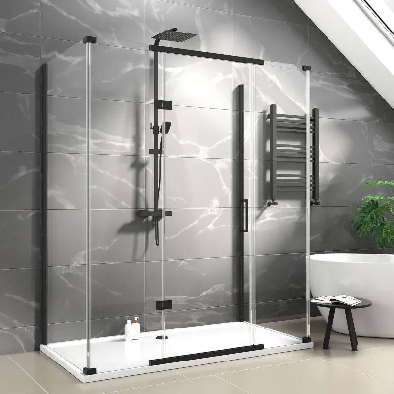 havana black 1700 inline hinged corner shower enclosure