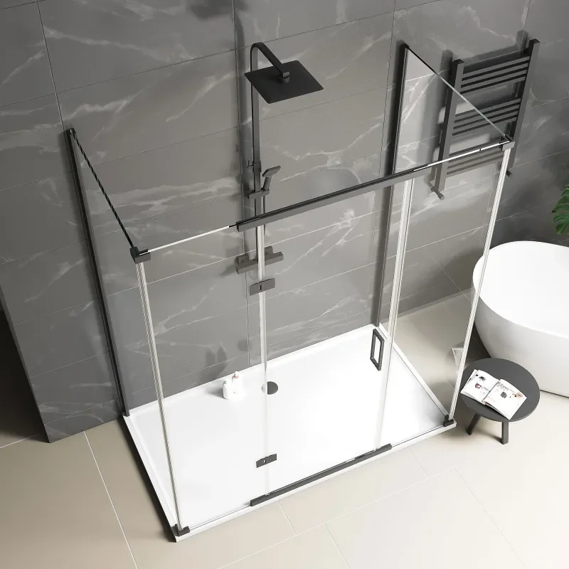 havana black 1700 inline hinged corner shower enclosure