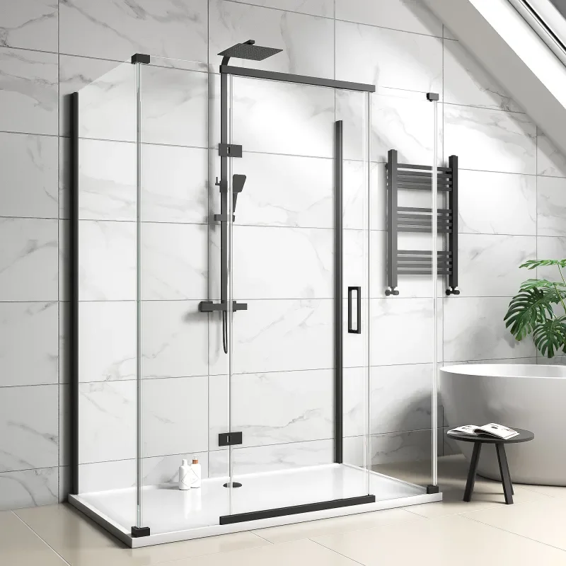 havana black 1600 inline hinged corner shower enclosure