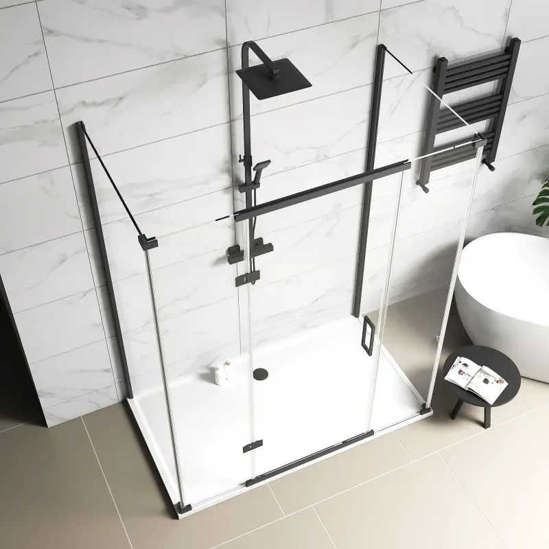 havana black 1600 inline hinged corner shower enclosure