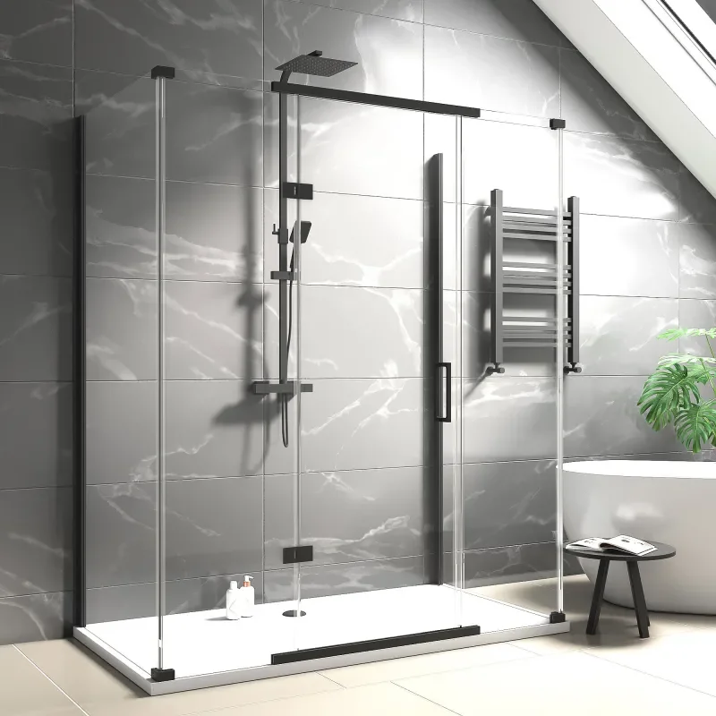 havana black 1500 inline hinged corner shower enclosure