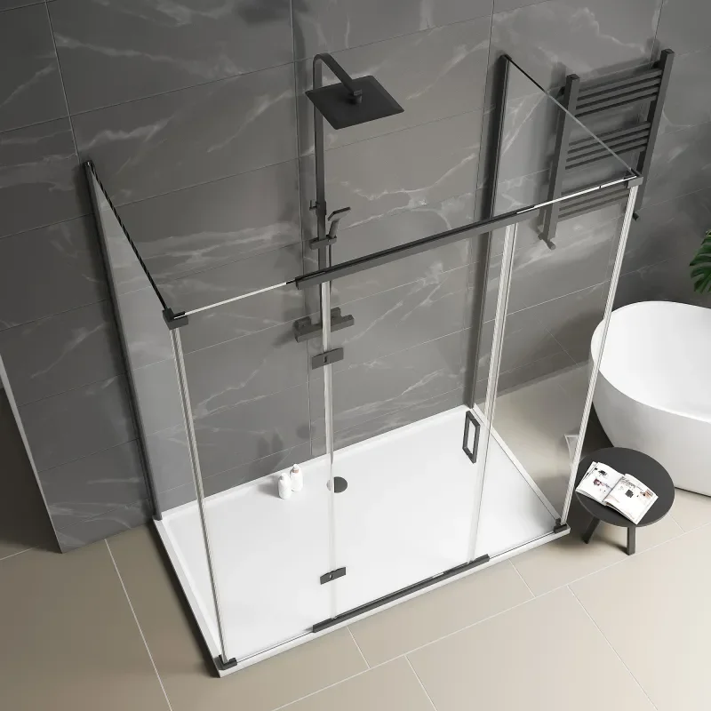 havana black 1500 inline hinged corner shower enclosure