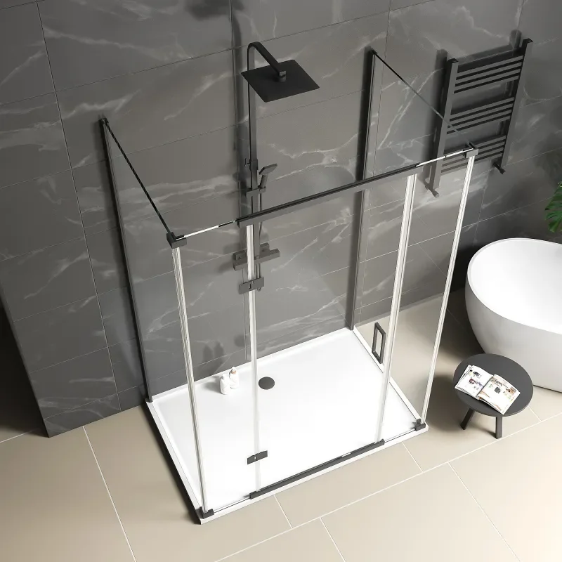havana black 1400 inline hinged corner shower enclosure