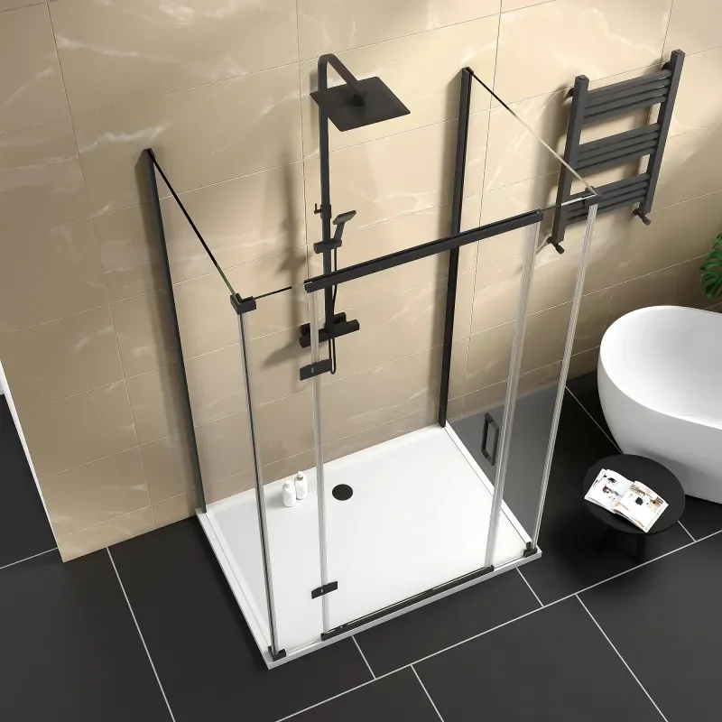havana black 1300 inline hinged corner shower enclosure