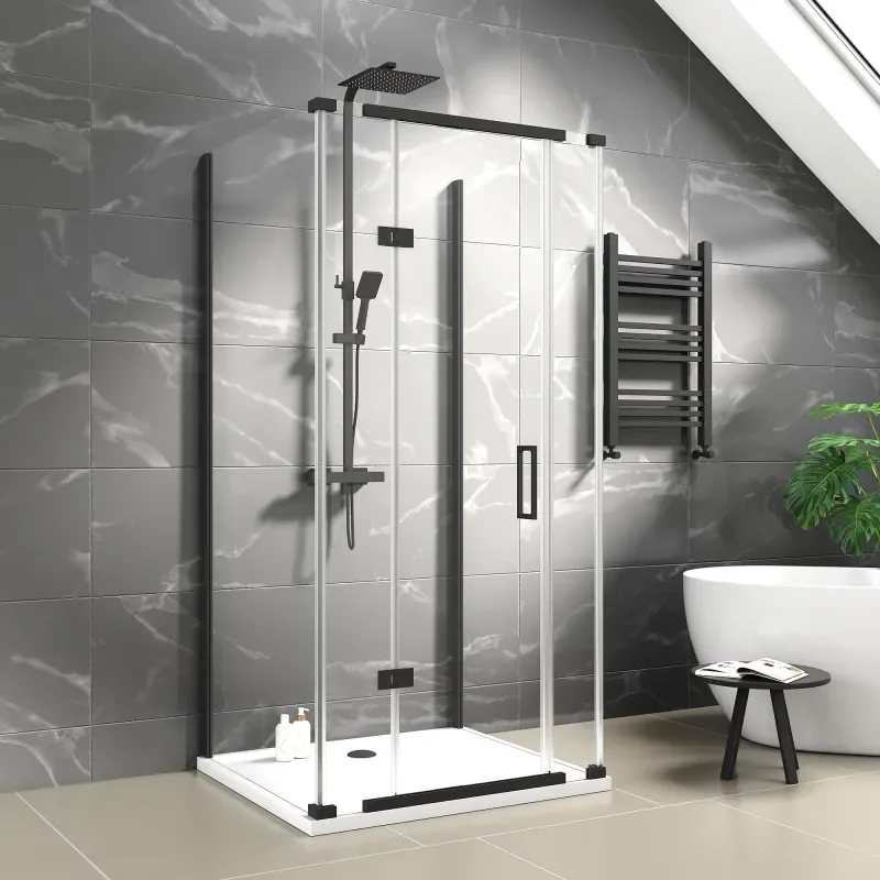 havana black 1000 inline hinged corner shower enclosure