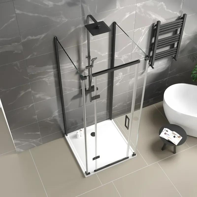 havana black 900 inline hinged corner shower enclosure