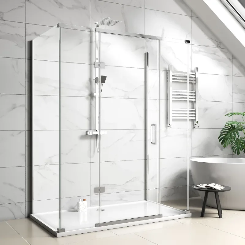 havana chrome 1600 inline hinged corner shower enclosure