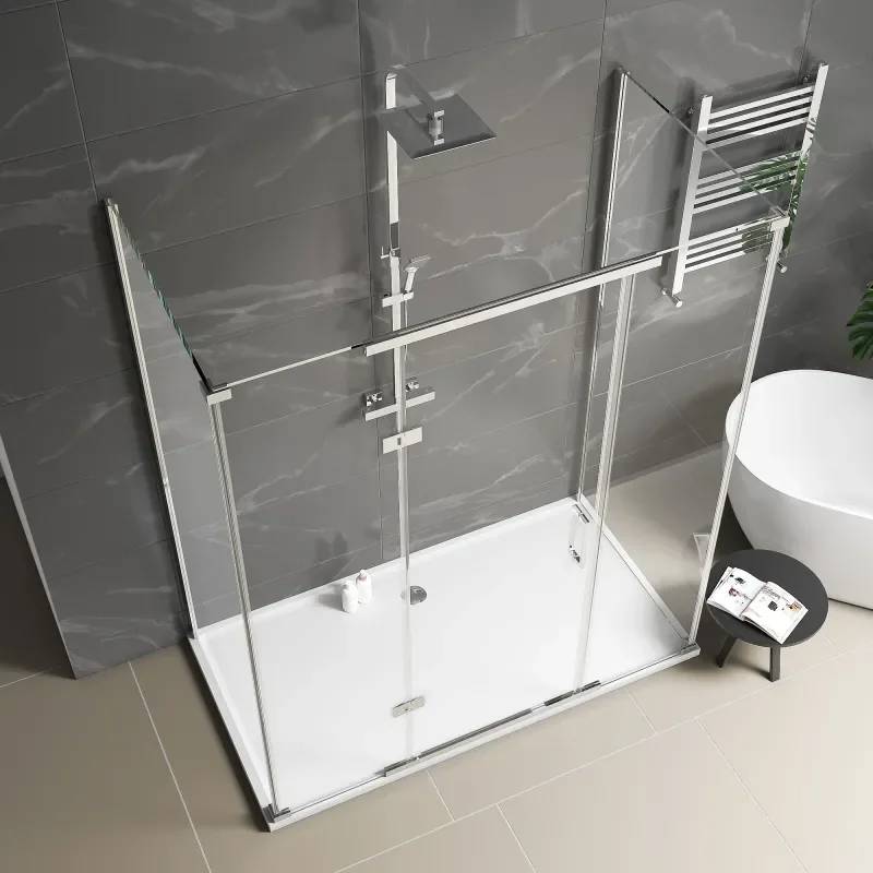 havana chrome 1500 inline hinged corner shower enclosure