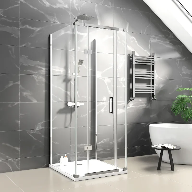 havana chrome 800 inline hinged corner shower enclosure