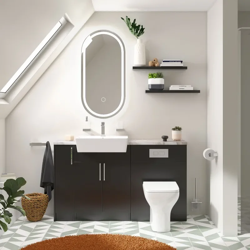 oliver 1400 matt black vanity and toilet package