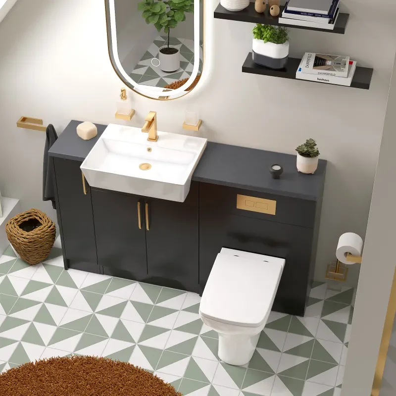 oliver 1400 matt black vanity and toilet package