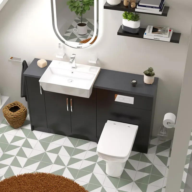 oliver 1400 matt black vanity and toilet package