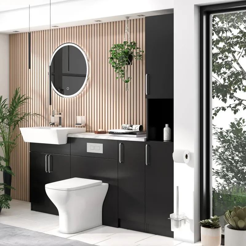 oliver matt black 1800 vanity and wc toilet pack