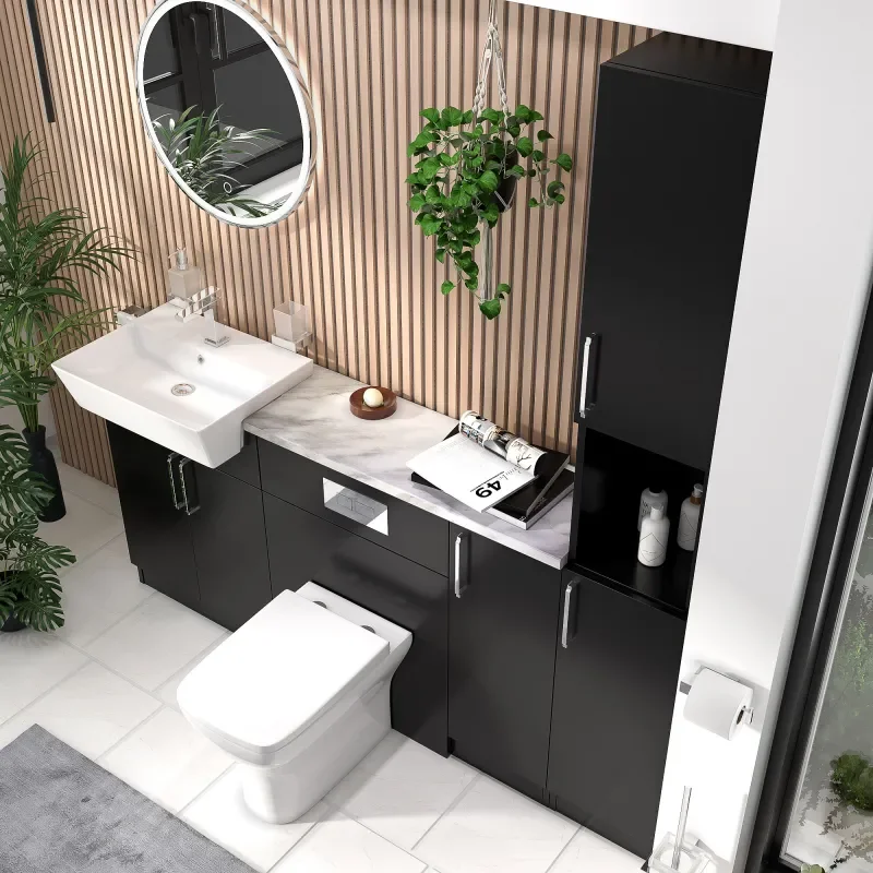 oliver matt black 1800 vanity and wc toilet pack