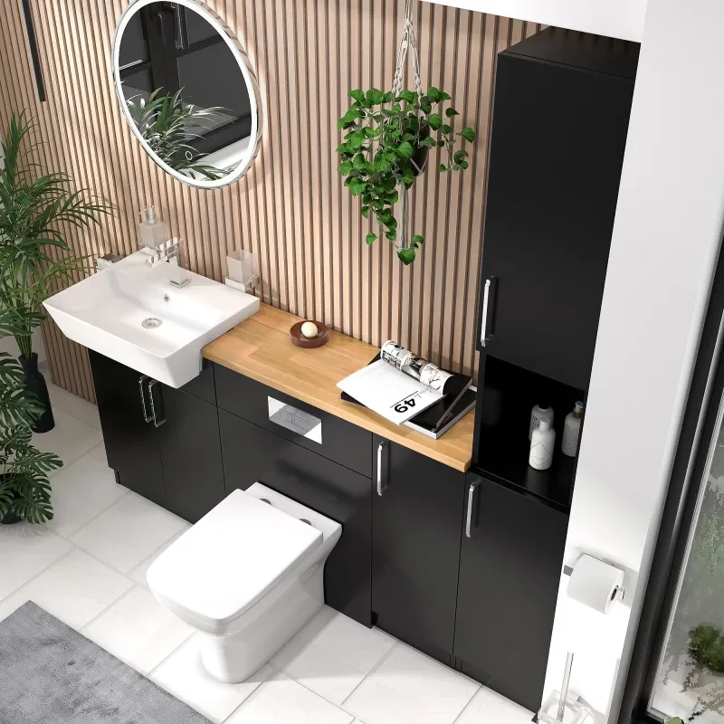 oliver matt black 1800 vanity and wc toilet pack